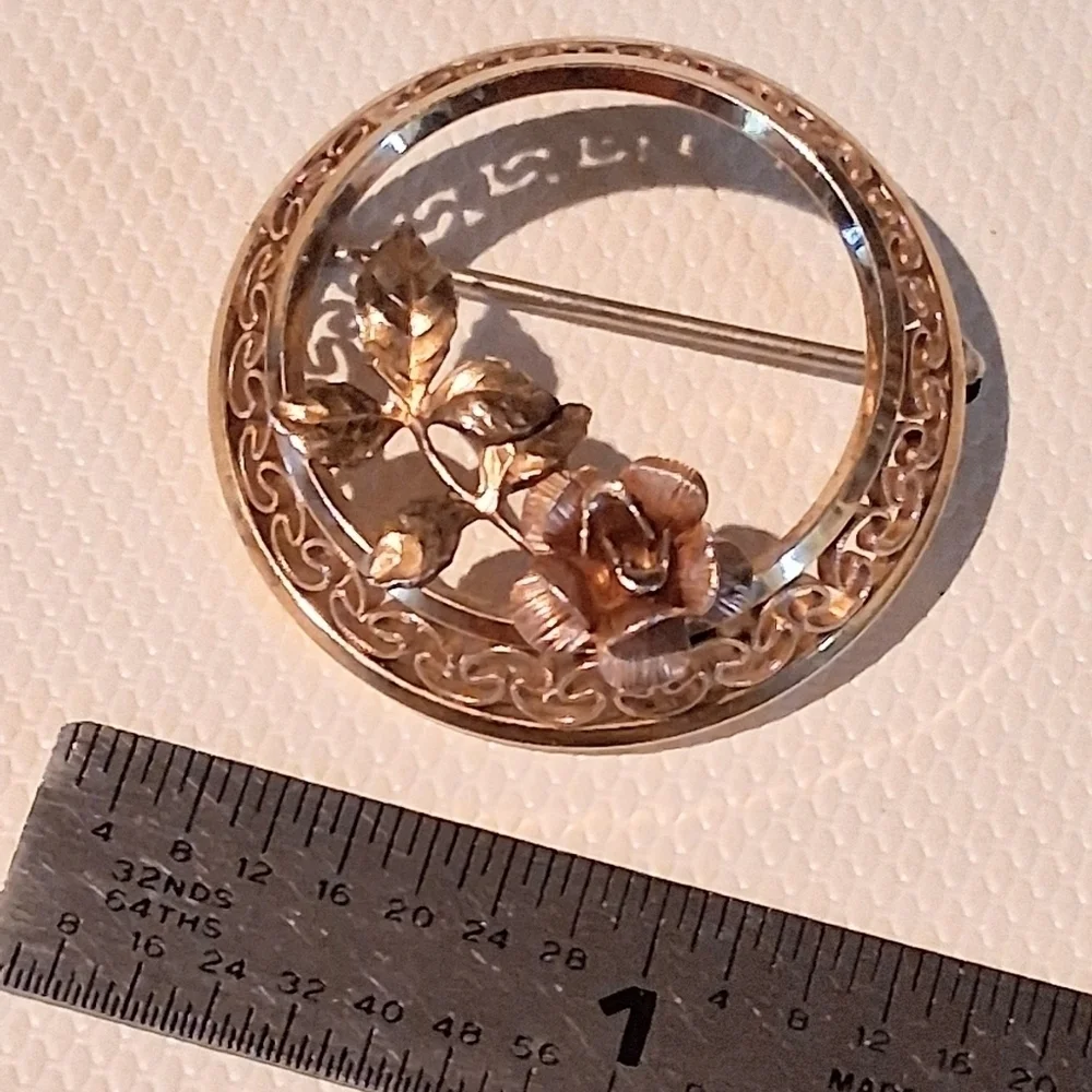 * Vintage Krementz Rose Gold Tone Flower Pin Brooch
